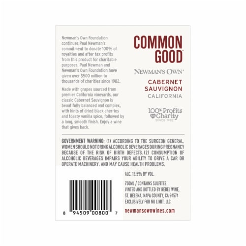 Newmans Own Cabernet Sauvignon Perspective: bottom