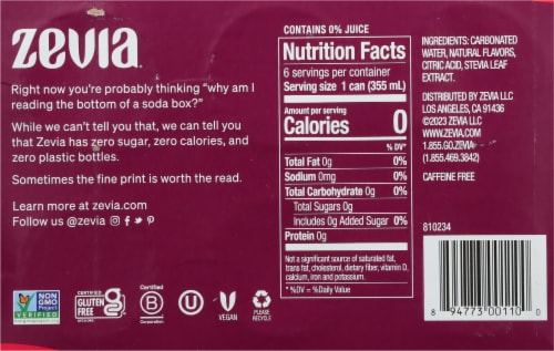 Zevia® Black Cherry Zero Sugar Soda Cans Perspective: bottom