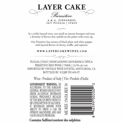 Layer Cake A.K.A. Zinfandel Primitivo Italy Red Wine Perspective: bottom