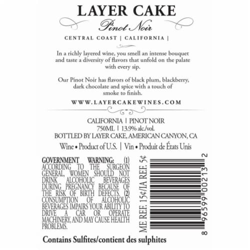 Layer Cake Pinot Noir California Red Wine Perspective: bottom