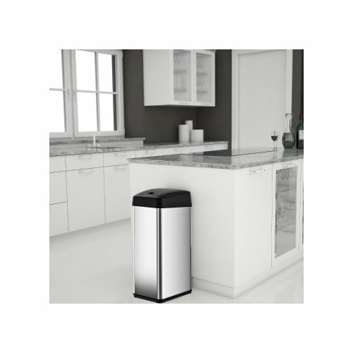 iTouchless Stainless Steel Sensor Trash Can with Wide Lid Opening and AbsorbX Odor Control Perspective: bottom