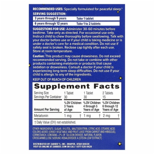Zarbee's® Naturals Children's Sleep with Melatonin Grape Flavor Chewable Tablets Perspective: bottom