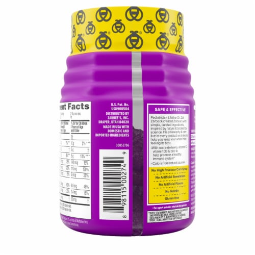 Zarbee's Children's Daily Immune Support Elderberry Gummies Perspective: bottom