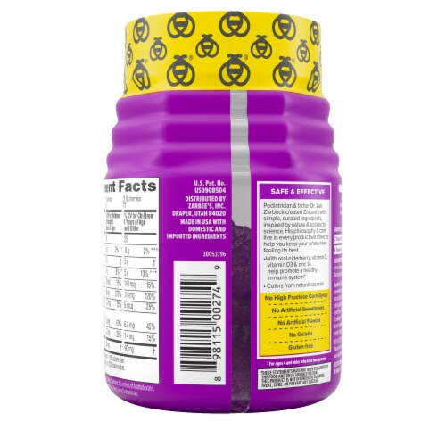 Zarbee's Children's Daily Immune Support Elderberry Gummies Perspective: bottom