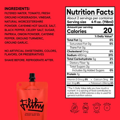 Filthy® Bloody Mary Mix Pouch Perspective: bottom