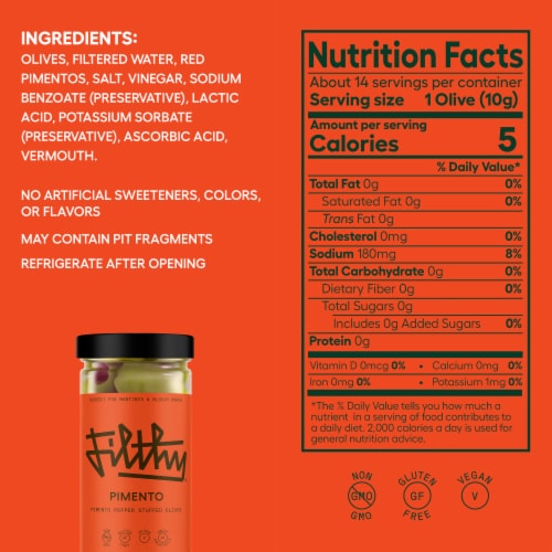 Filthy® Pimento Olive  Perspective: bottom
