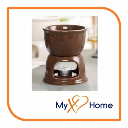 Ceramic Chocolate Fondue Pot / Cheese melting Pot, Color: Brown by MyXOHome Perspective: bottom