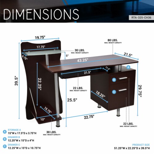 Desks in Solid Wood for Home or Office Use Perspective: bottom