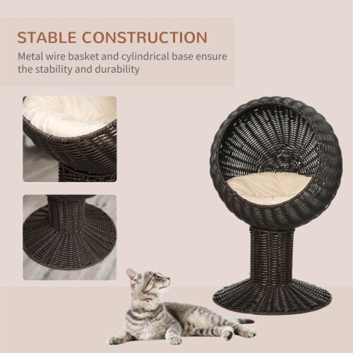 Simplie Fun 27 Rattan Wicker Elevated Cat House Kitty Scratch House Pet Bed W Cushion 1 count Mariano s