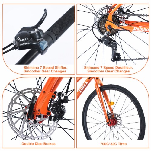 Simplie Fun 7 Speed Hybrid bike Disc Brake 700C Road Bike For men women s City Bicycle 1 count QFC