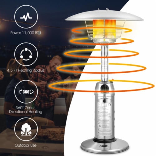Hivvago 11 000BTU Portable Tabletop Patio Stainless Steel Standing Propane Heater Perspective: bottom