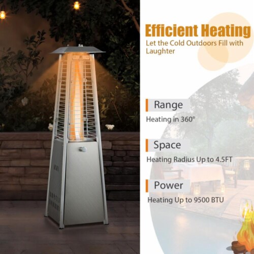 Hivvago 9500 BTU Portable Stainless Steel Tabletop Patio Heater with Glass Tube Perspective: bottom