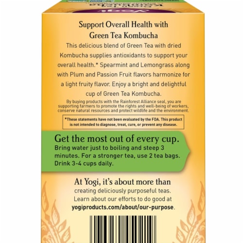 Yogi Tea Organic Green Tea Kombucha (4 Packs, 16 Bags Each) Perspective: bottom