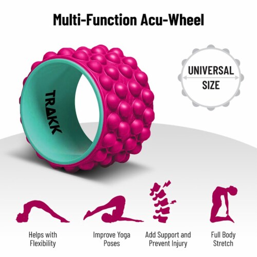 TRAKK ACCU-WHEEL Foam Roller Recovery Wheel for Full Body Pain Relief, Pink Perspective: bottom