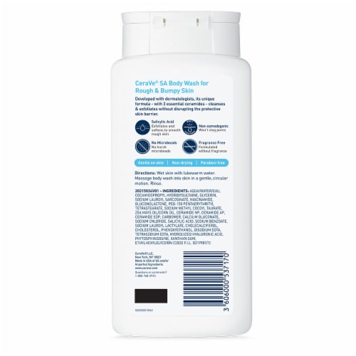 CeraVe SA Body Wash, Gentle Exfoliating Body Wash With Salicylic Acid For Rough And Bumpy Skin Perspective: bottom