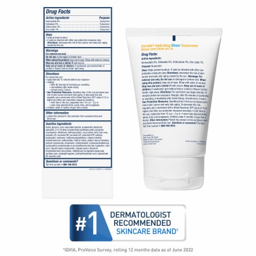 CeraVe Hydrating Sheer Sunscreen SPF 30 for Face and Body Perspective: bottom