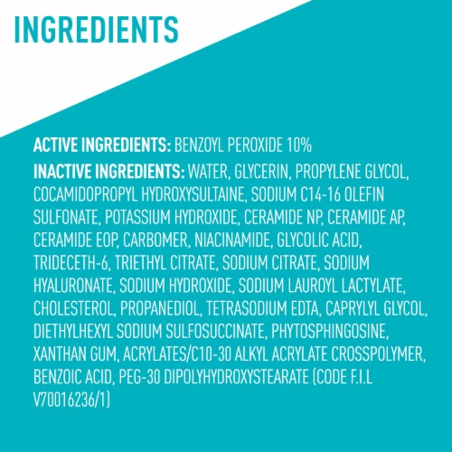 CeraVe Acne Foaming Cream Wash with 10% Benzoyl Peroxide, Gentle Face & Body Wash Acne Treatment Perspective: bottom