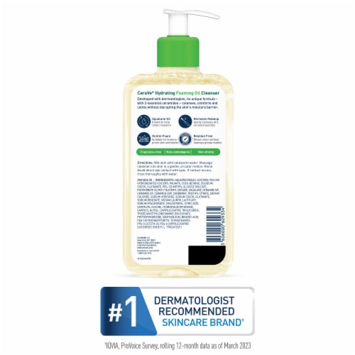 CeraVe Hydrating Foaming Oil Cleanser, Face & Body Wash With Squalane Oil For Dry to Very Dry Skin Perspective: bottom
