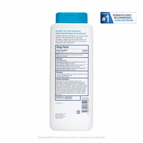 CeraVe Hydrating 2in1 Anti-Dandruff Shampoo + Conditioner, Fragrance Paraben & Sulfate Free Perspective: bottom