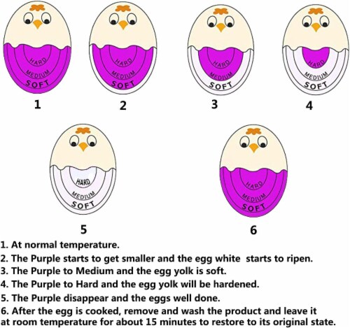 YPBEW Cartoon Egg Timer Color Changing Indicators Soft & Hard Boil E
