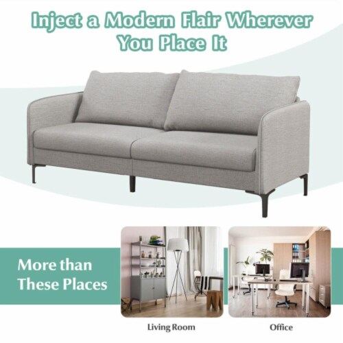 Hivvago Modern 76 Inch Loveseat Sofa Couch for Apartment Dorm with Metal Legs-Gray Perspective: bottom