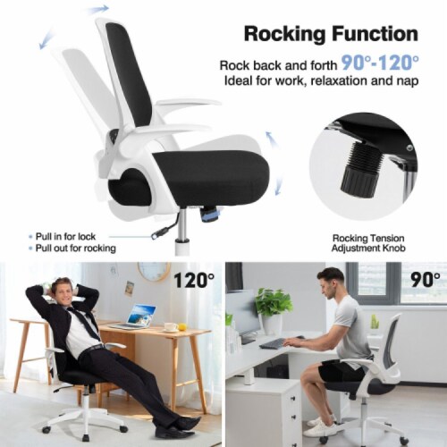 Hivvago Adjustable Mesh Office Chair Rolling Computer Desk Chair with Flip-up Armrest Perspective: bottom