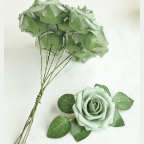 3 Inches Real-Looking Foam Fake Roses with Stems for Floral Arrangements 25 pcs Perspective: bottom