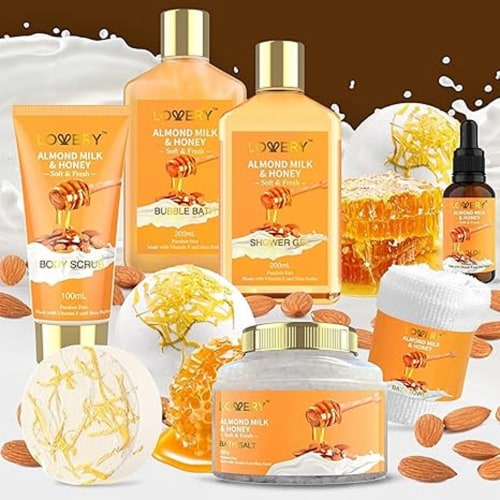 LOVERY 10 Pc Almond Milk & Honey Beauty & Personal Care - 10 Piece Set Perspective: bottom