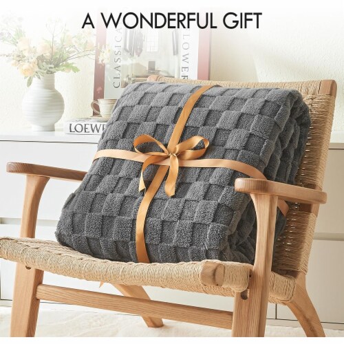 Kaisa Cozy Bed Blankets for Couch Sofa Bed (Gray) Perspective: bottom