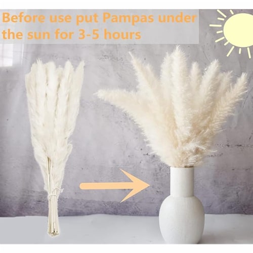 Bannifll, Dried Pampas Grass Bouquet, Boho Table Decor - 110 PCS Perspective: bottom