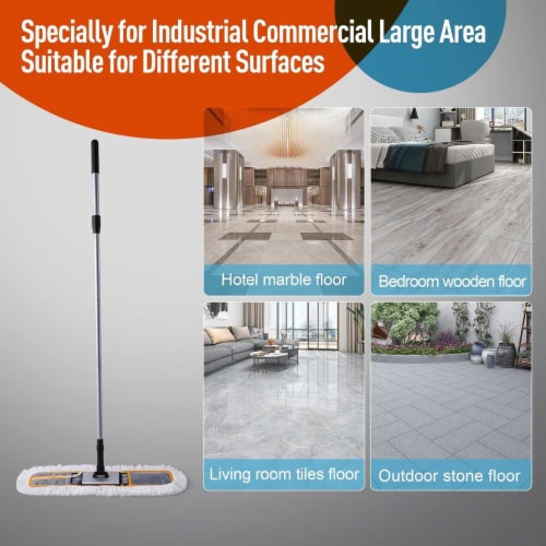 Clean Home 24 Commercial Dust Mop for Floor Cleaning with 2 Microfiber Mop Pads Perspective: bottom