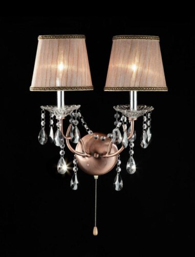 Silver and Pink Faux Crystal Dual Light Hanging Wall Sconce Silver and Pink Faux Crystal Dual Light Hanging Wall Sconce