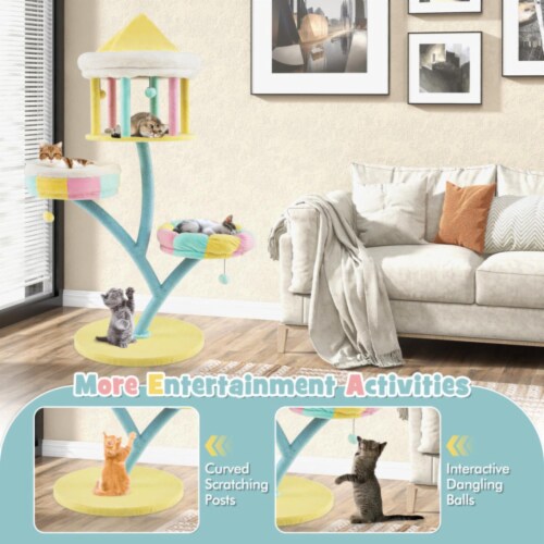 Hivvago Multi-Layer Cat Tree with 2 Removable Perches Scratching Posts-Color Perspective: bottom
