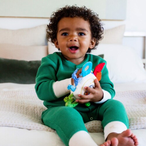 HABA Teether Cuddly Rainbow Round - Soft Activity Toy with Rattling & Teething Elements Perspective: bottom