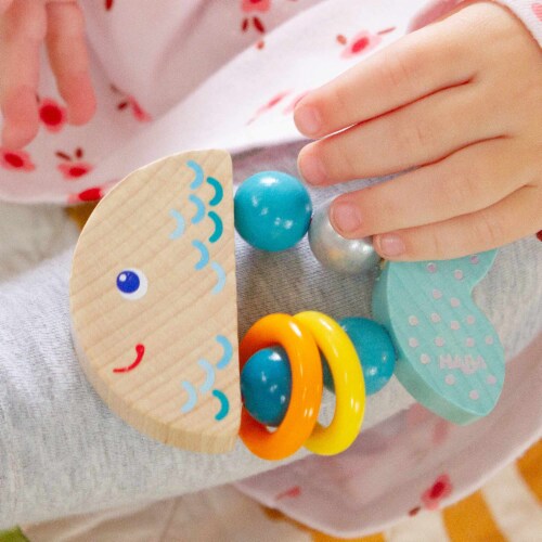 HABA Wooden Clutching Toy Rattlefish (Made in Germany) Perspective: bottom