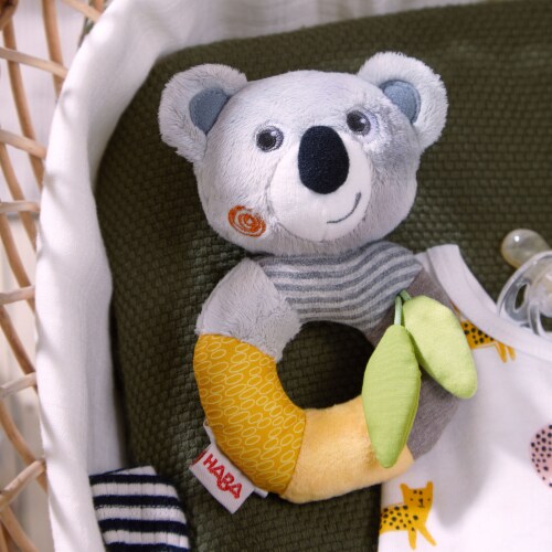 HABA Koala Soft Plush Rattle Ring - Machine Washable Baby Toy Perspective: bottom