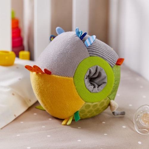 HABA Discovery Ball - Plush Fabric Machine Washable Rattling Baby Toy with Tags & Loops Perspective: bottom