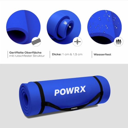 POWRX Yoga Mat Dark Blue 75 x31 x0.6  | Non-Slip Workout Mat for Women Men Home Fitness Perspective: bottom