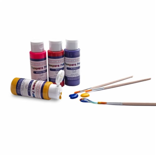 Color Swell Washable Tempera Paint Set and Wooden Brushes - 30 Colors in 2  oz Bottles, 1 - Kroger