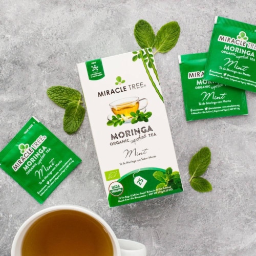 Organic Moringa Superfood Tea Mint -- 25 Tea Bags Perspective: bottom