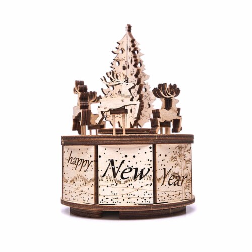 Wood Trick Santa's Carousel 97 Piece Adult Kid Functional 3D Wooden Model Kit Perspective: bottom
