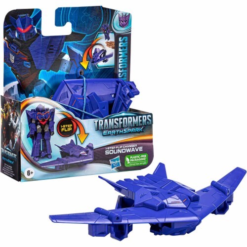 Transformers Toys EarthSpark 1-Step Flip Changer Soundwave 4-Inch Action Figure, Robot Toys Perspective: bottom