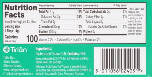 Truly Grass Fed Natural Creamy Salted Butter Sticks Perspective: bottom