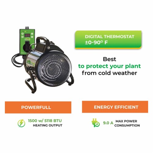Bio Green PAL 2.0/USDT Palma Greenhouse Heater w/ Digital Thermostat