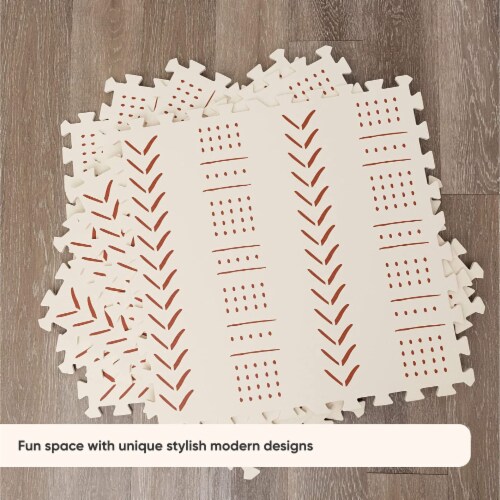 CHILDLIKE BEHAVIOR Baby Play Mat - Beige Mudcloth 72x48 Inch Perspective: bottom