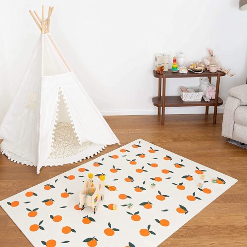 CHILDLIKE BEHAVIOR X-Large Baby Play Mat 72x48 Inch - Oranges Perspective: bottom