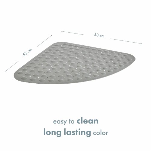 TranquilBeauty Solid Grey Curved Shower Mat | 53x53cm/21x21in Perspective: bottom