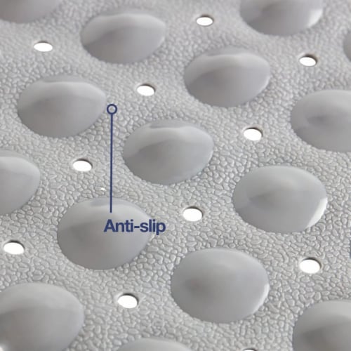 TranquilBeauty Square Solid Grey Shower Mat 53x53cm | Anti-Slip, Machine-Washable Perspective: bottom