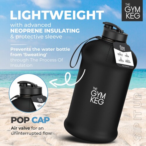 THE GYM KEG Stealth Black 74oz Water Bottle | Half Gallon