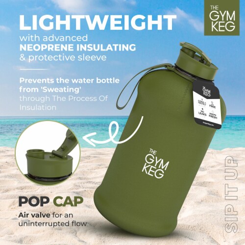 THE GYM KEG Cargo Green Sports Water Bottle | 64oz | Insulated, Ecofriendly & BPA Free Perspective: bottom